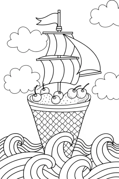 The Ice Cream Dream Ship Coloring Page