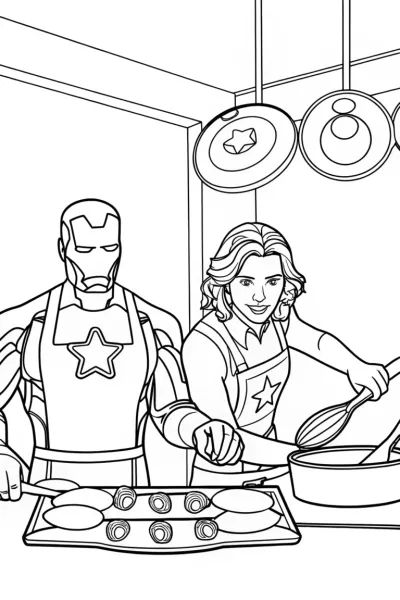 Avengers Cooking Challenge Coloring Page