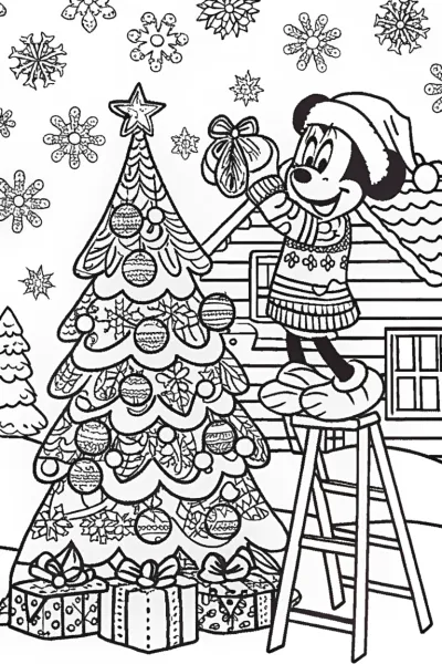 Minnie Mouse’s Christmas Tree Extravaganza Coloring Page