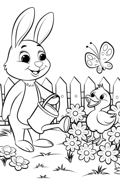 Rainbow Friends’ Gardening Adventure Coloring Page