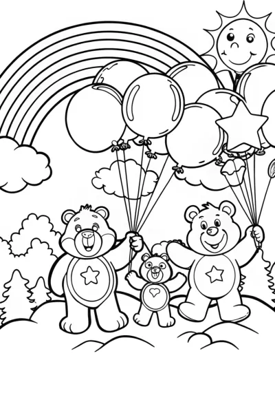 Care Bears Balloon Festival Coloring Page
