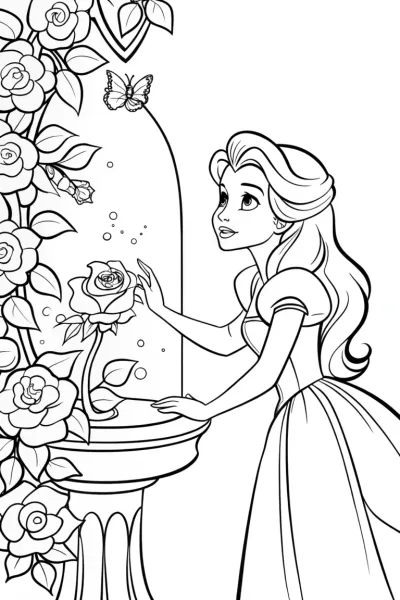 Belle in the magical rose garden