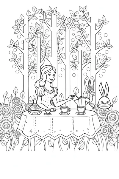 Belle’s Enchanted Tea Party Coloring Page