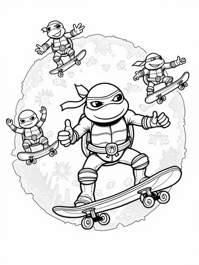 Teenage Mutant Ninja Turtles skateboarding
