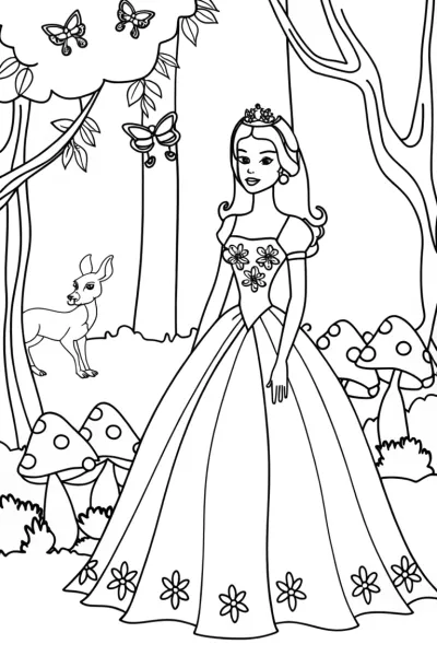 Princess of the Mystical Woodland Coloring Page