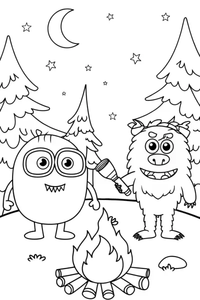 Monster Campfire Stories Coloring Page