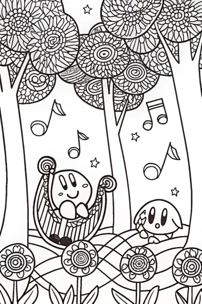 Kirby and the Enchanted Music Festival Coloring Page