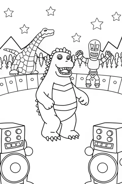 Godzilla’s Robot Battle Arena Coloring Page