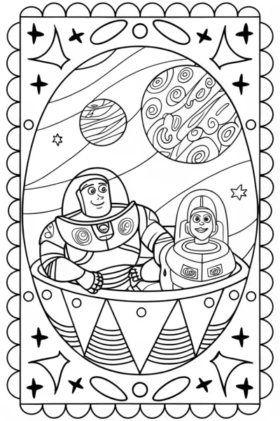 Buzz Lightyear’s Cosmic Space Race Coloring Page