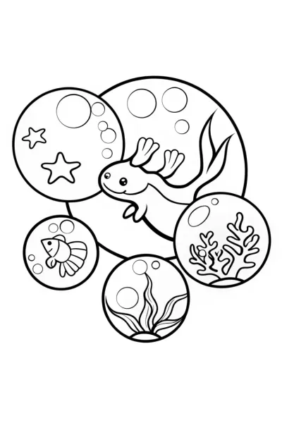 Axolotl Bubble Festival Coloring Page
