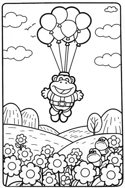 Bowser’s Epic Balloon Adventure Coloring Page