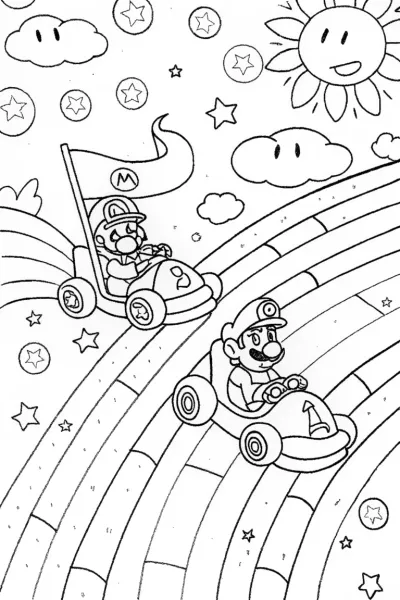 Rainbow Road Race with Mario and Luigi