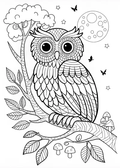 Majestic Owl Coloring Page