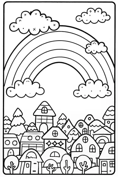 Rainbow Dreamscape Coloring Page
