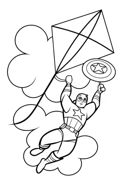 Captain America flying a kite