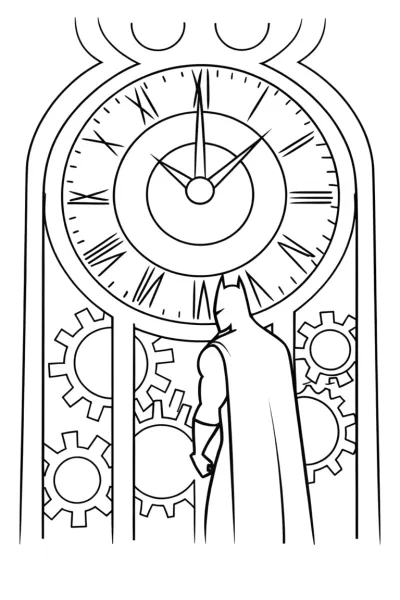 Batman in the Enchanted Clock Tower Coloring Page