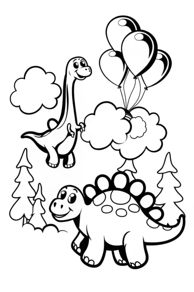 Dinosaur Balloon Festival Coloring Page
