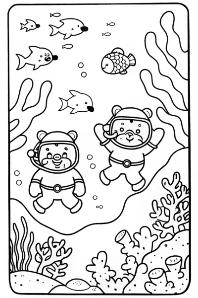 Care Bears’ Underwater Adventure Coloring Page