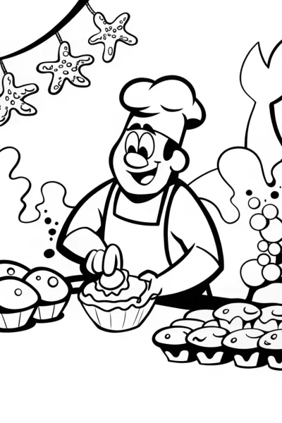 Captain Barnacles’ Underwater Bakery Coloring Page