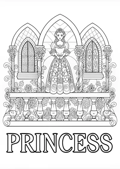 Princess on the Royal Balcony Coloring Page