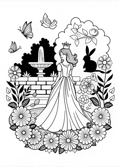 Princess with a Crown in a Garden