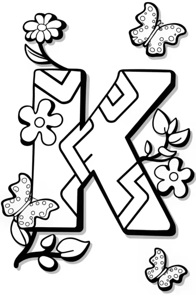 Kaleidoscope K Coloring Page