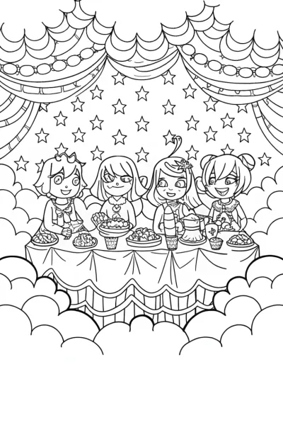 Celestial Tea Party Coloring Page