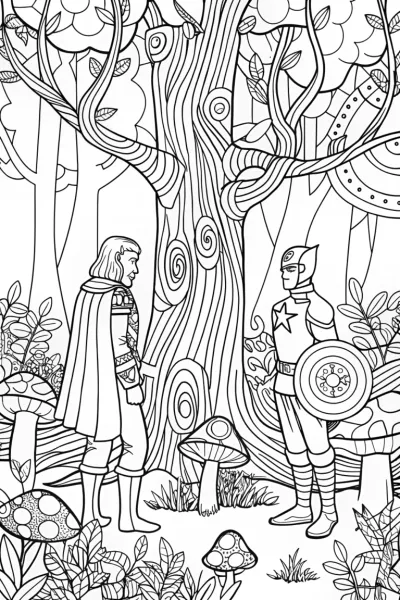Thor and Captain America in the Enchanted Forest