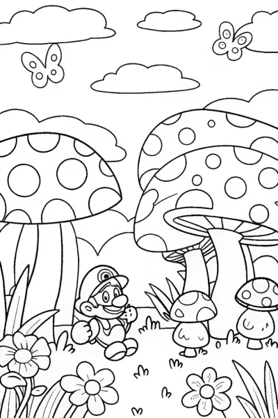 Mario’s Mushroom Garden Adventure Coloring Fun