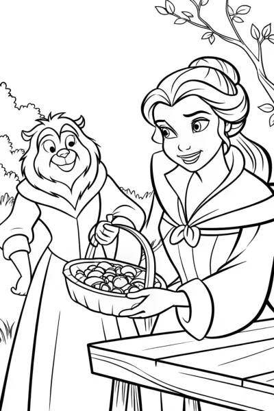 Belle and the Beast Mosaic Coloring Page
