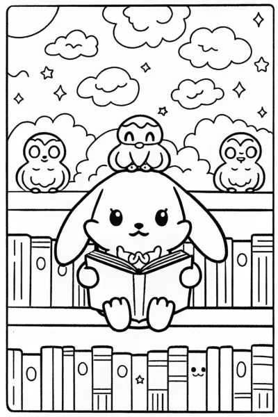 Cinnamoroll’s Enchanted Library Coloring Page
