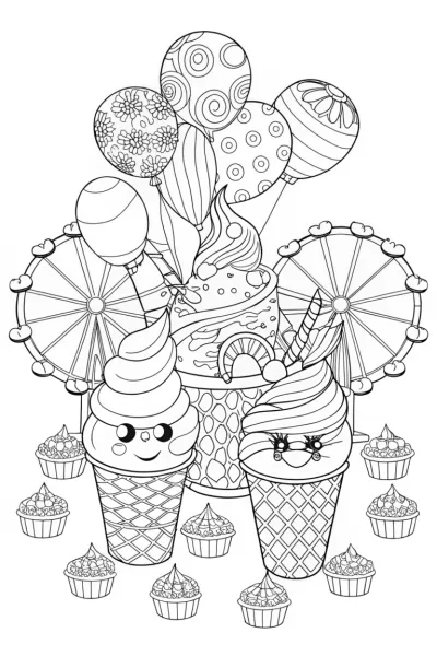 The Ice Cream Carnival Coloring Page