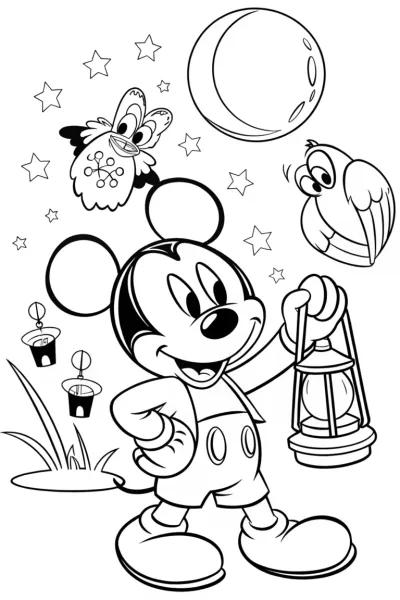 Mickey Mouse’s Magical Lantern Festival Coloring Page
