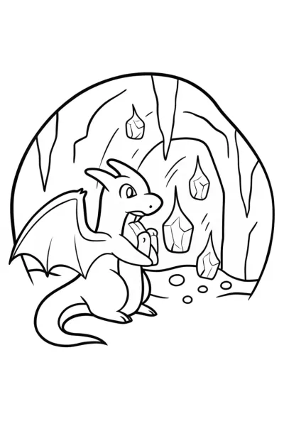 Charizard’s Mystic Lava Cave Adventure Coloring Page