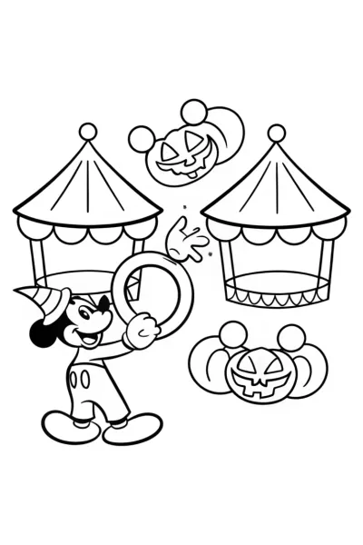 Mickey Mouse Halloween Carnival Coloring Page