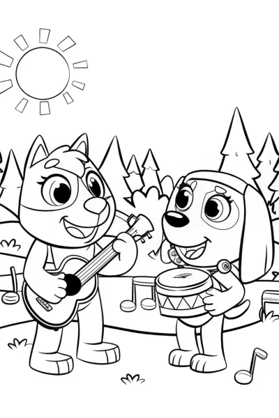 Bluey’s Magical Music Party Coloring Page