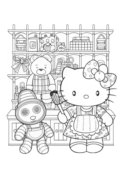 Hello Kitty’s Magical Toy Workshop Coloring Page