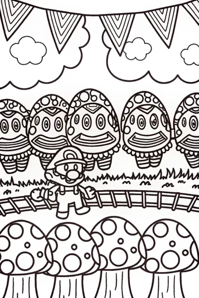 Mario’s Magical Monster March Coloring Page