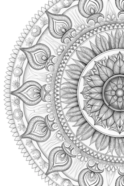 Sun and moon mandala coloring page