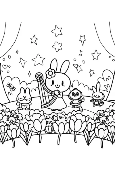 My Melody’s Enchanted Garden Concert Coloring Page