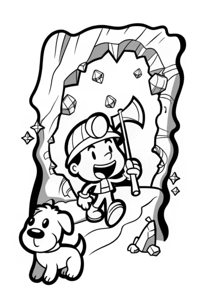 Mining Adventure with Friends Coloring Page
