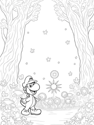Yoshi in a magical forest