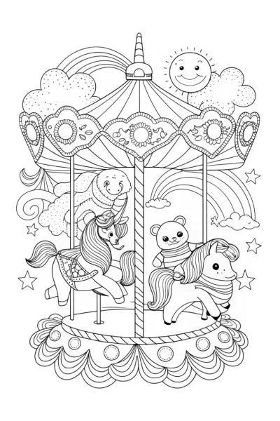 Rainbow Friends on a Colorful Carousel