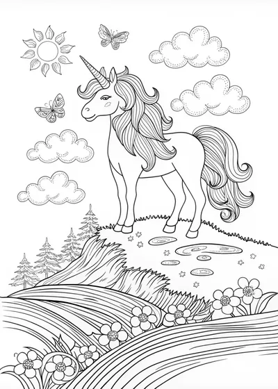 Majestic Unicorn in an Enchanted Meadow