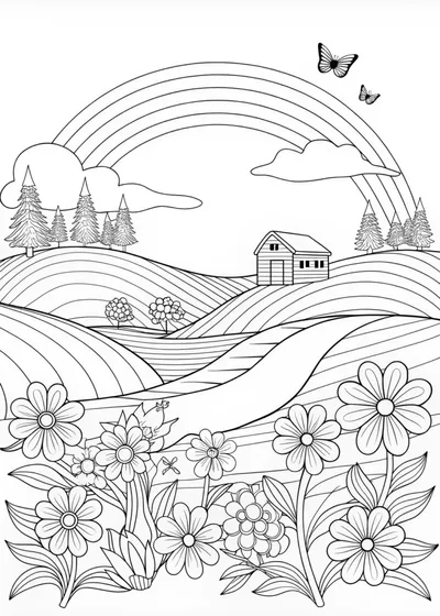 Rainbow Over the Peaceful Landscape