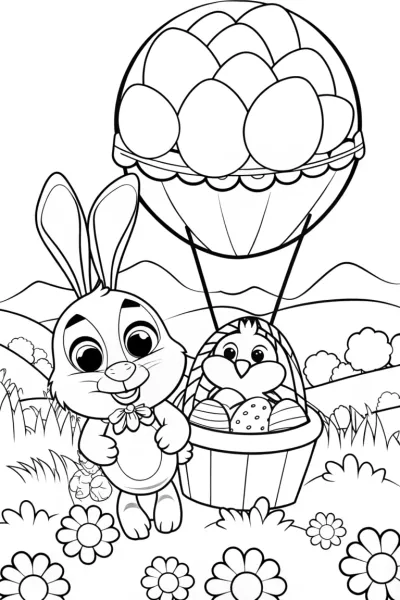 Easter egg balloon ride coloring page