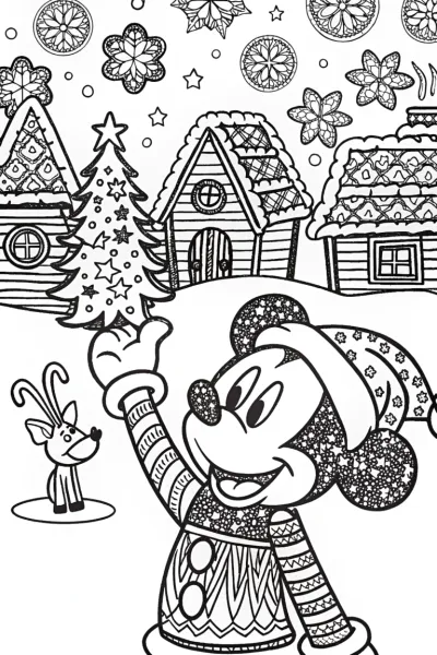Santa Mickey’s Magical Christmas Eve Coloring Page