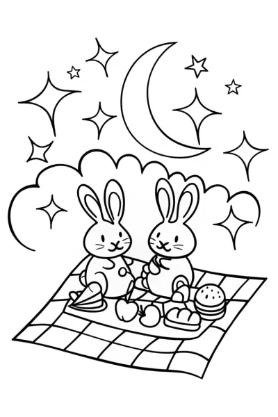 Starry Garden Picnic Coloring Page