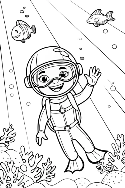 Blippi’s Underwater Adventure Coloring Page