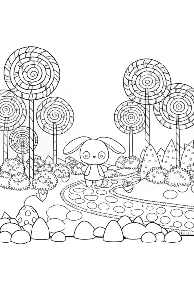 Cinnamoroll’s Candyland Coloring Page